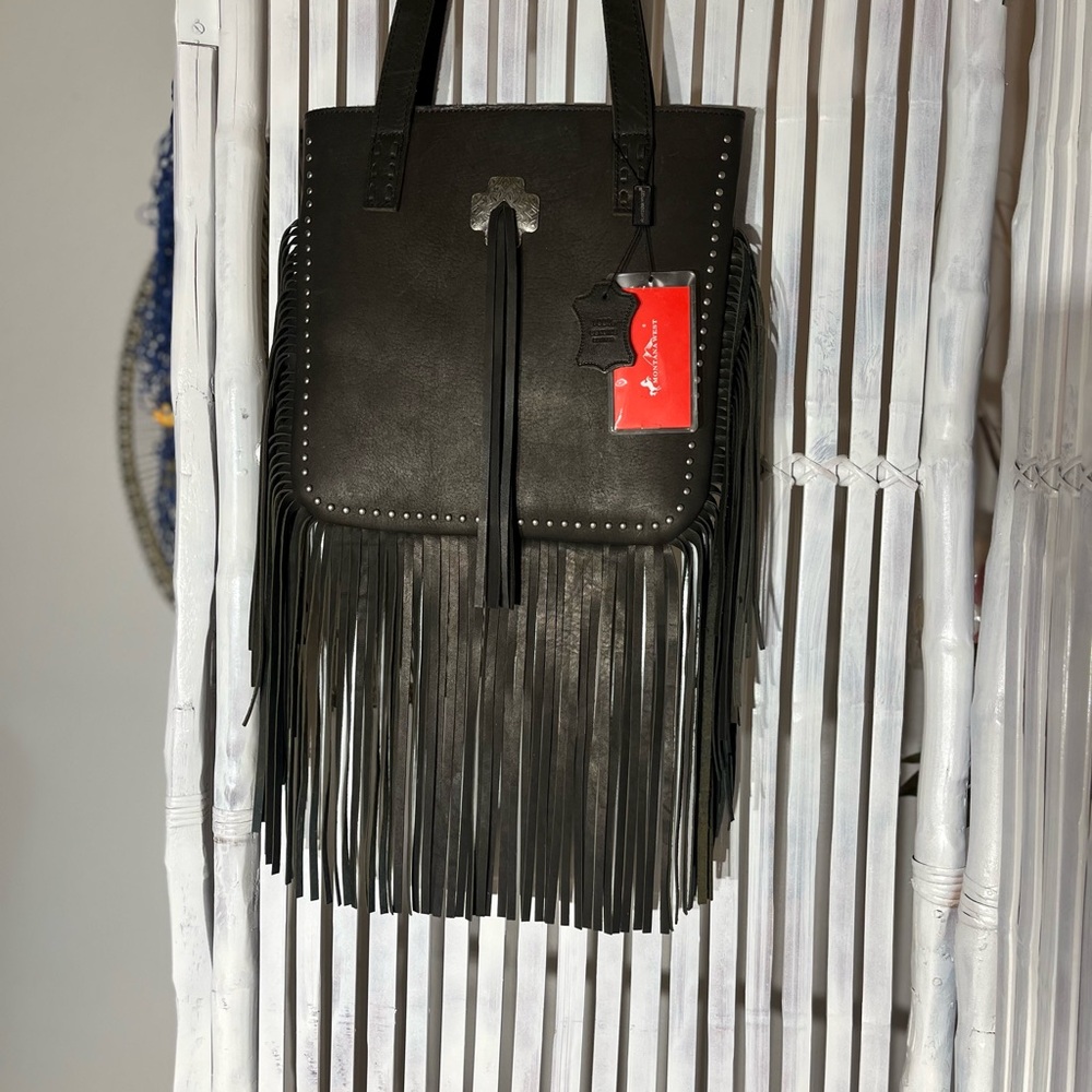 Black Fringe Leather Purse/Bag